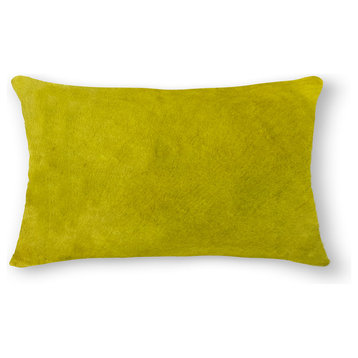 Torino Cowhide Pillow, Yellow, 12"x20"