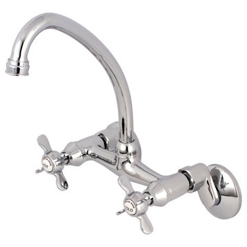 Kingston 6" Adjustable Center Wall Mount Kitchen Faucet, Polished Chrome