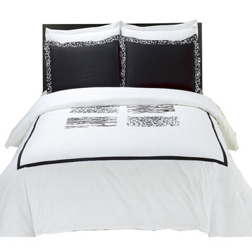 Burbank Embroidered Cotton Duvet Cover Set, King/Cal King