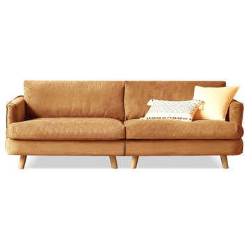 Small Down Filled Sofa, Corduroy-Ginger Small 4-Seater Sofa 94.5x35.4x32.7"