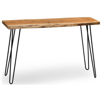 Hairpin Natural Live Edge Wood, Metal 48" Media Console Table, Natural