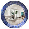 24" Decorative Glass Mosaic Wall Mirror - Purple Decorative Mirrors for Walls, Silver/Sapphire