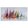 Yosemite Home Decor "Rainbow Afloat" Wood Wrapped Wall Art in Multi-Color