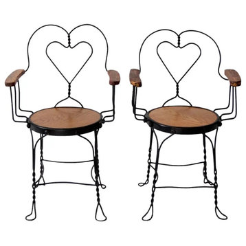 Consigned, Antique Ice Cream Parlor Arm Chairs Set of 2