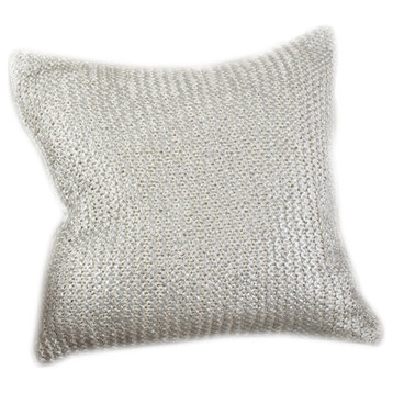 Cassandra Collection Knitted Design Pillow, Ivory, 20"x 20"