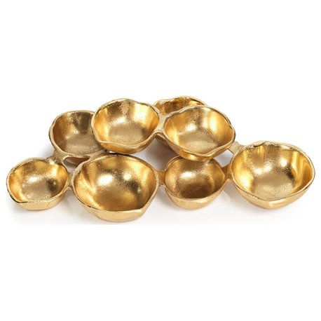 Ohanna Cluster of 8 Serving Bowls, Gold