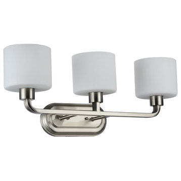 Gomeisa Brushed Nickel Etched White Glass 3-Light Vanity Bathroom Wall Fixture
