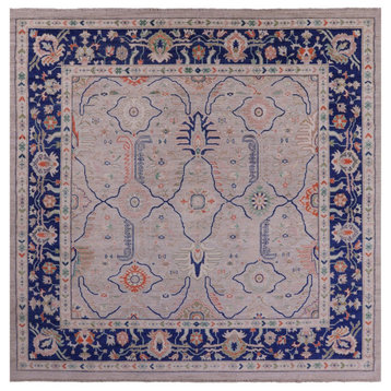 12' Square Turkish Oushak Hand Knotted Wool On Wool Rug - Q10508