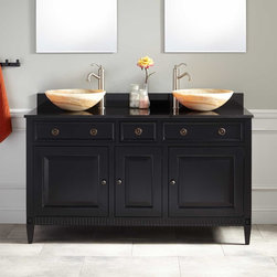 60" HAWKINS MAHOGANY DOUBLE VESSEL SINK VANITY - BLACK - Bathroom Vanities And Sink Consoles