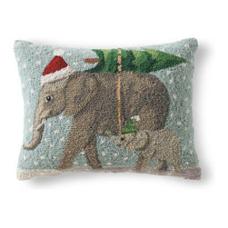 Elephants Winter Wonderland Pillow - Holiday Decorations