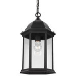 Sea Gull Lighting - Sea Gull Lighting Sevier 1-Light Outdoor Pendant, Black - The Sevier outdoor collection by Sea Gull Lighting brings timeless design to new heights with its traditional design details found in classic outdoor fixtures as well as an open bottom for easy maintenance. Made of durable cast aluminum, a multi-level crown, top finial and stepped-edge back plate complete the traditional look.