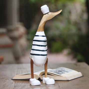 Novica Handmade Sailor Duck Wood And Bamboo Root Sculpture
