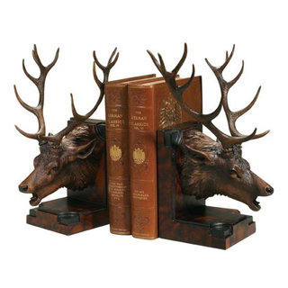 Hand-Painted Elk Bookends, Rustic Style, Large - Rustic - Bookends - by ...