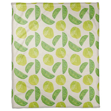 Lime Citrus Pattern 50"x60" Coral Fleece Blanket