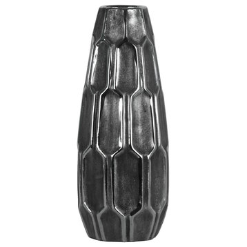 Rihanna Ceramic Vase, Silver, 14.75"