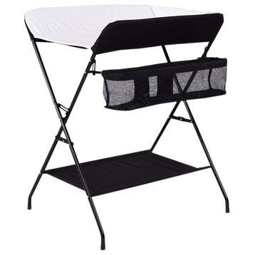 Modern Style Baby Storage Folding Diaper Changing Table, Black