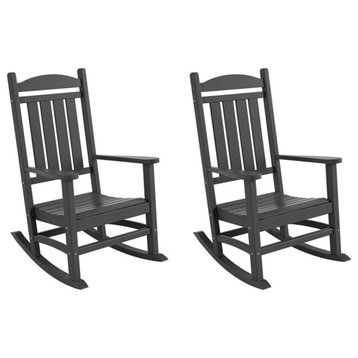 Afuera Living Traditional Classic Porch Rocking Chair (Set of 2) in Gray