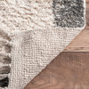 Hand-Loomed Southwestern Tassel Flatweave Shag Cotton Area Rug, Ivory, 4'x6'