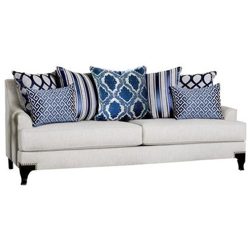 Furniture of America Allyson Transitional Chenille Sofa in Light Gray