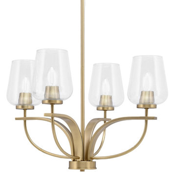 Cavella 4-Light Chandelier, New Age Brass, 5" Clear Bubble Glass