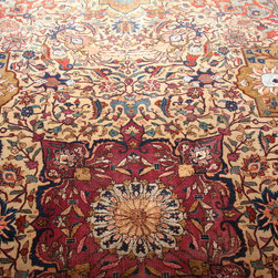 Restoration of this rare antique handmade silk and wool Persian carpet. - Floor Rugs
