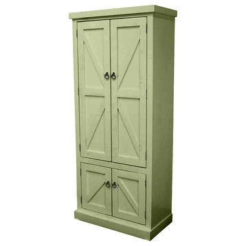 Rustic Extra Wide Kitchen Pantry Cabinet, Summer Sage