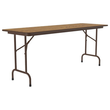 Correll 24"W x 72"D Melamine Top Folding Table in Medium Oak