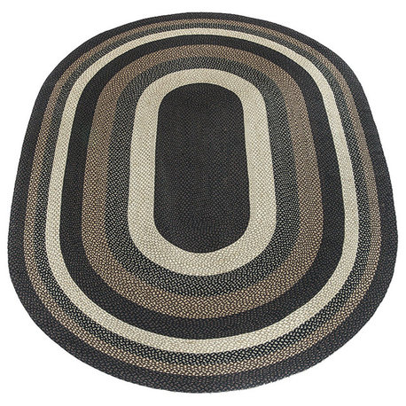 Mocha and Frappuccino Braided Rug, 96"X132" Oval