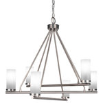 Toltec Lighting - Trinity 6 Light Chandelier Shown, Graphite Finish With 2.5" White Marble Glass - Enhance your space with the Trinity 6-Light Chandelier. Installing this chandelier is a breeze - simply connect it to a 120 volt power supply. Set the perfect ambiance with dimmable lighting (dimmer not included). The chandelier is energy-efficient and LED compatible, providing convenience and energy savings. It's versatile and suitable for everyday use, compatible with candelabra base bulbs. Maintenance is a minimal with a damp cloth, as no chemicals are required. The chandelier's streamlined hardwired design adds a touch of elegance to any room. The durable glass shades ensure even light diffusion, creating a captivating atmosphere. Choose from multiple finish and color variations to find the perfect match for your decor.