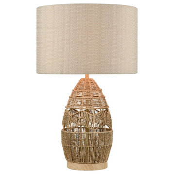 Husk Table Lamp, Natural With Mushroom Linen Shade
