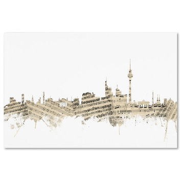 'Berlin, Germany Skyline Sheet Music' Canvas Art by Michael Tompsett