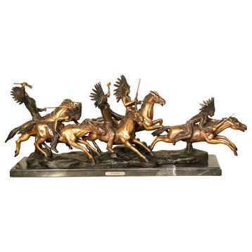 Remington Design, "Warrior Chiefs" Bronze Sculpture With Marble Base