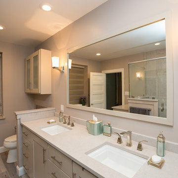 Transitional Master Bathroom Remodel | Double Vanity & Textured Tile Walls