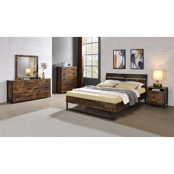 ACME Juvanth Queen Bed, Rustic Oak and Black