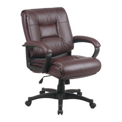 Deluxe Mid Back Executive Leather Office Chair - Office Chairs