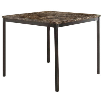 Benzara BM179949 Counter Height Table With Faux Marble Top, Black