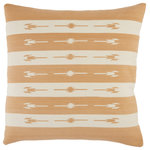 Jaipur Living - Jaipur Living Vanda Stripes Throw Pillow, Light Tan/Cream, Down Fill - The Emani pillow collection offers effortless, global style in an assortment of chic, desert neutral tones. Woven of natural cotton, the Vanda pillow features a unique and clean-lined stripe design with simple, tribal accents. The rosy tan and cream colorway of this kilim-inspired pillow is versatile and perfect for any contemporary decorating palette.