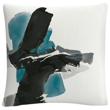Chris Paschke 'Black and Teal IV' Decorative Throw Pillow
