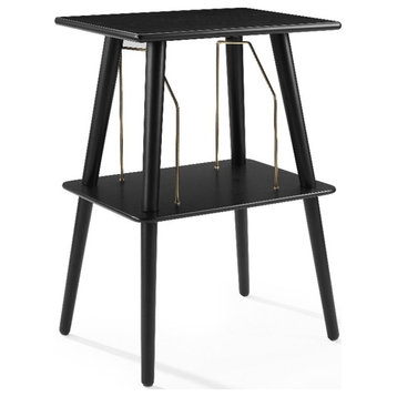 Crosley Furniture Manchester Mid-Century Wood and Metal Turntable Stand in Black