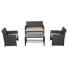 Outsunny 4-Piece Wicker Outdoor Rattan Furniture Set with Loveseat, 2 Chairs