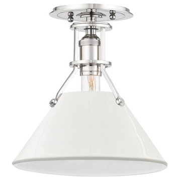 Hudson Valley Painted No.2 Semi Flush Mount Light MDS353-PN/OW, Polished Nickel
