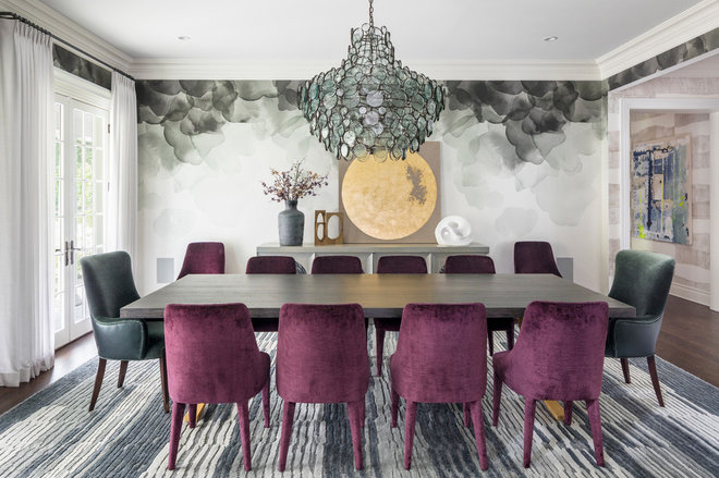 Transitional Dining Room by Studio Aubergine Interior Design