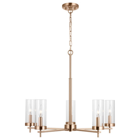 Zire 5-Light Chandelier in Satin Brass