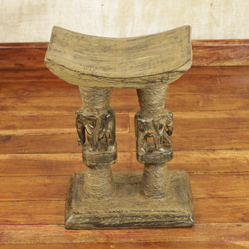 Elephant King Decorative Wood Throne Stool