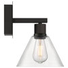 Port Nine Martini LED Wall Sconce, Matte Black, Clear Glass, Replaceable LED
