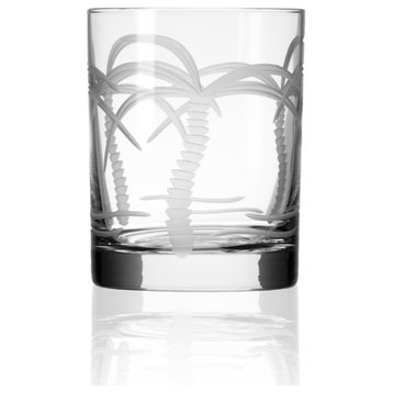 Palm Tree Double Old Fashioned Glasses 13oz, Set of 4