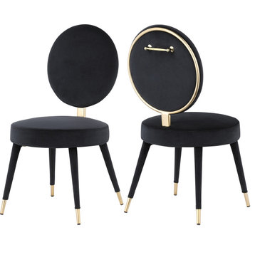 Brandy Velvet Upholstered Dining Chair (Set of 2), Black