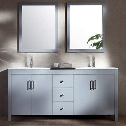 72 inch Contemporary Double Sink Bathroom Vanity Set in Grey Finish - Bathroom Vanities And Sink Consoles