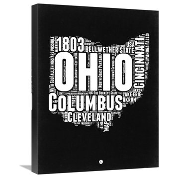"Ohio Black and White Map" Fine Art Print