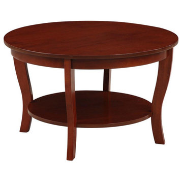 American Heritage Round Coffee Table with Shelf Mahogany